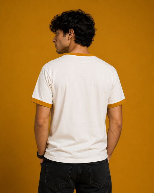 Mustard White Unisex Ringer T-Shirt