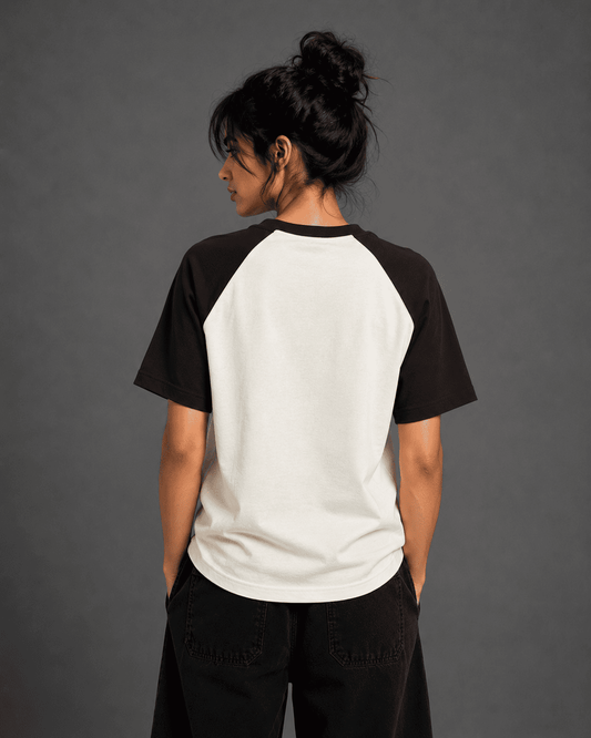 Coffee Brown Off White Unisex Oversized Raglan