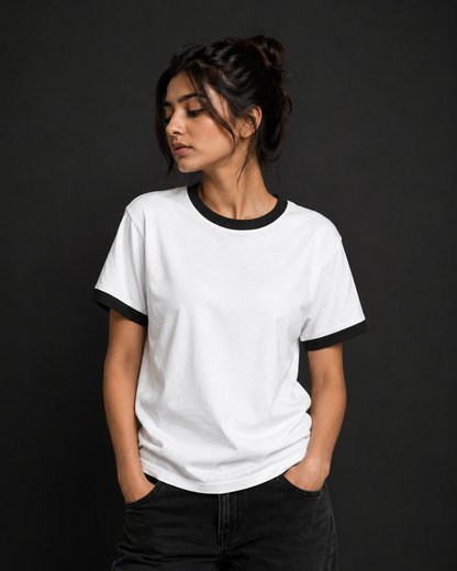Maroon Off White Unisex Ringer T-Shirt