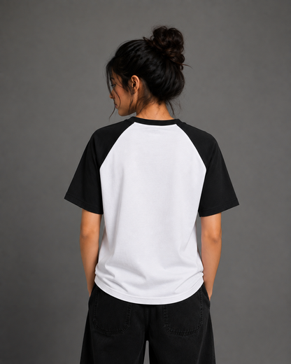 Black White Unisex Oversized Raglan