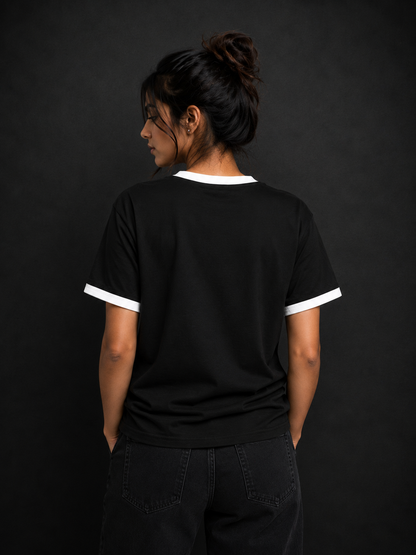 Maroon Off White Unisex Ringer T-Shirt