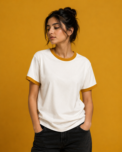 Maroon Off White Unisex Ringer T-Shirt