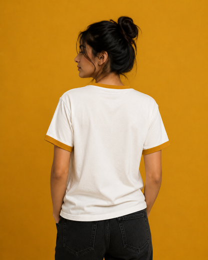 Maroon Off White Unisex Ringer T-Shirt