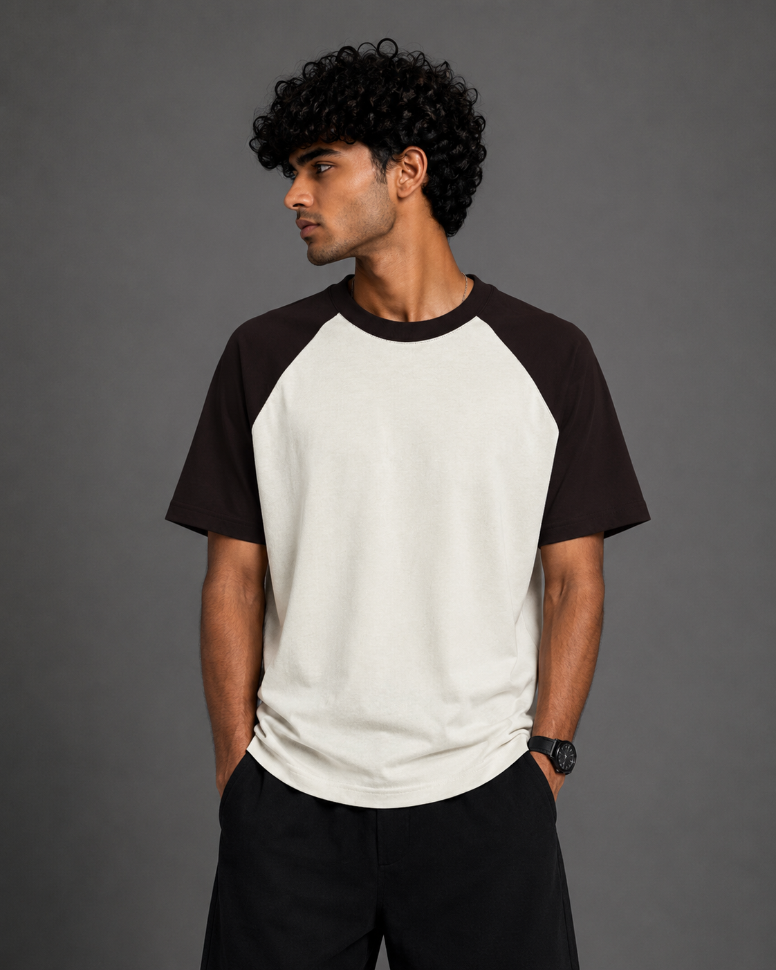 Black White Unisex Oversized Raglan