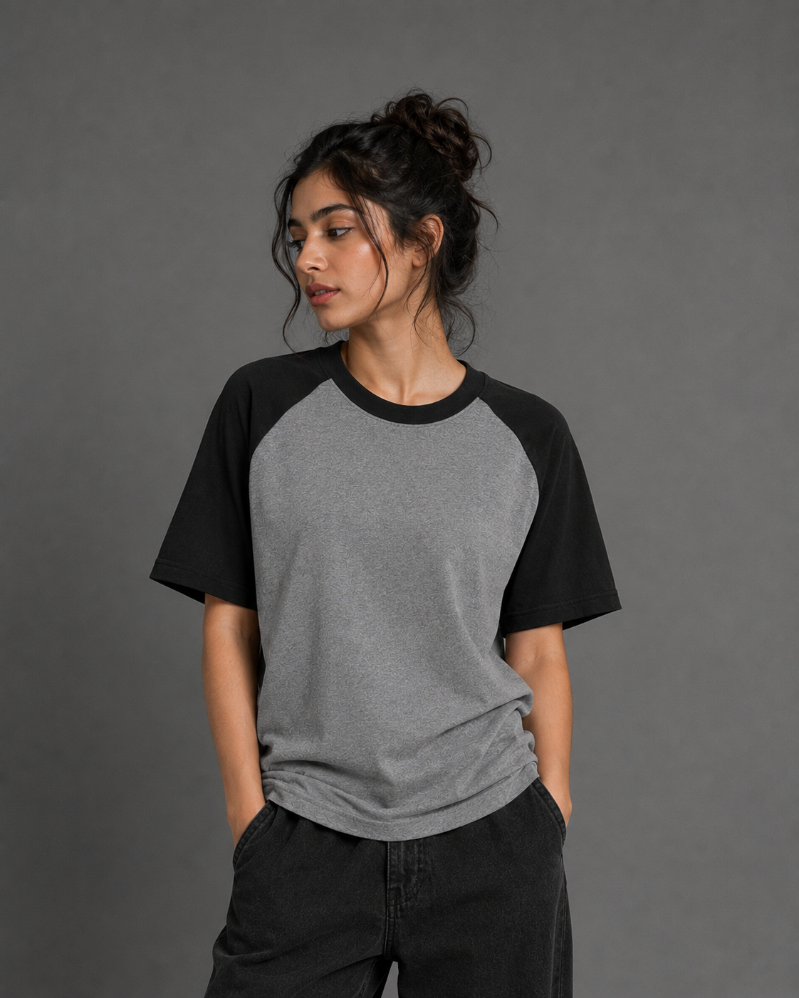 Black White Unisex Oversized Raglan