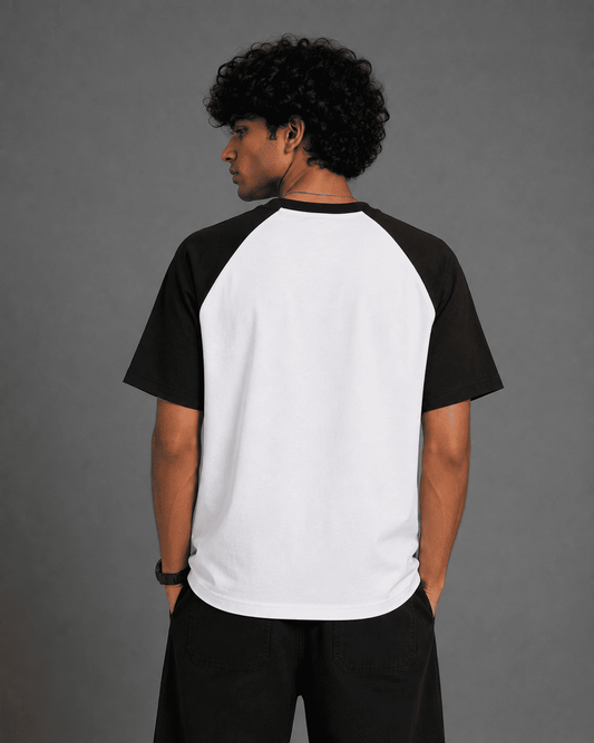 Black White Unisex Oversized Raglan