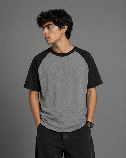 Black White Unisex Oversized Raglan