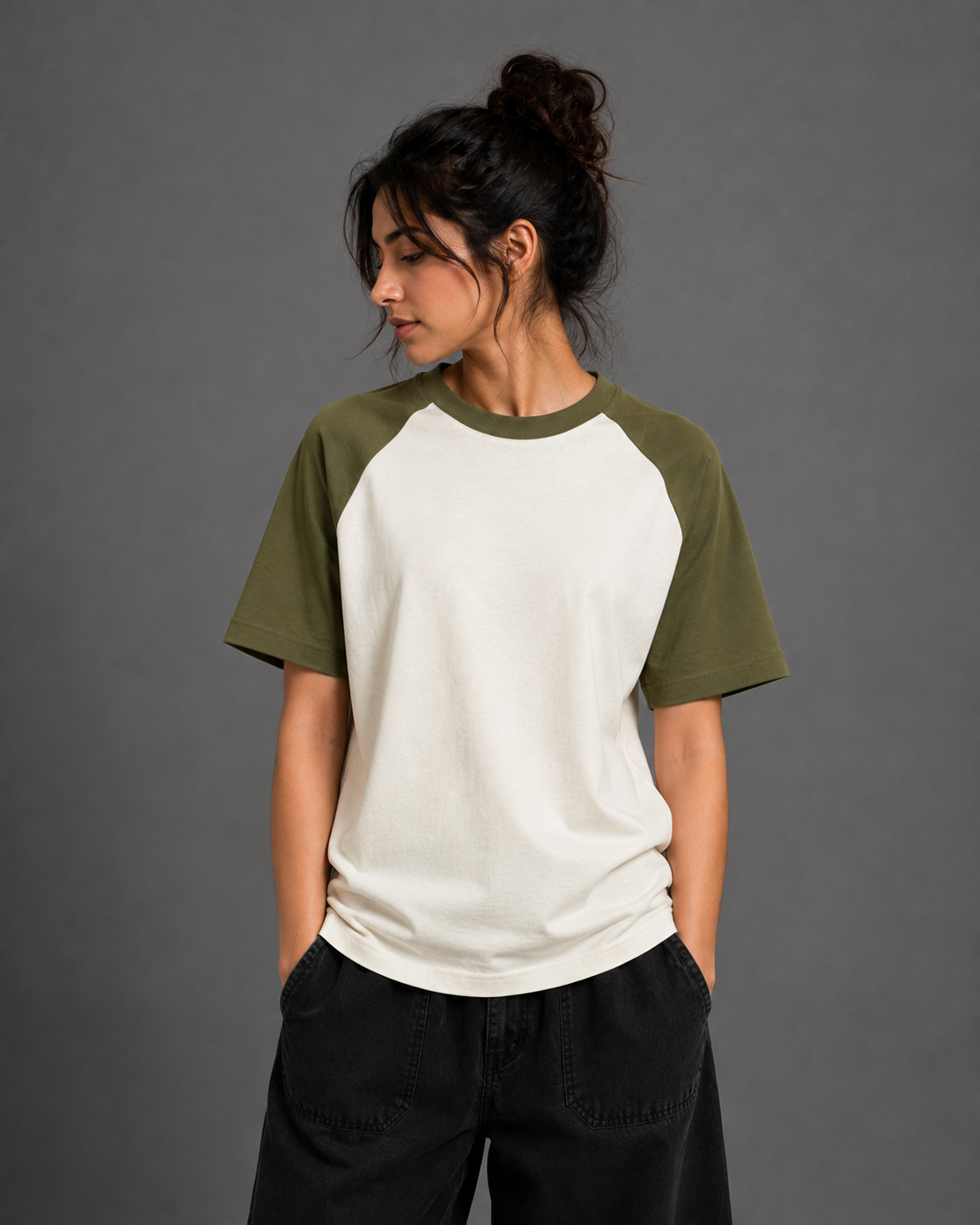 Black White Unisex Oversized Raglan