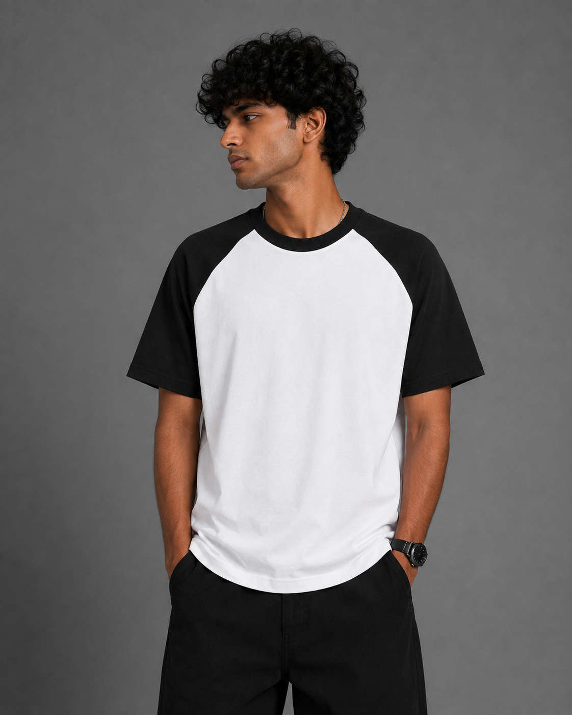 Black White Unisex Oversized Raglan