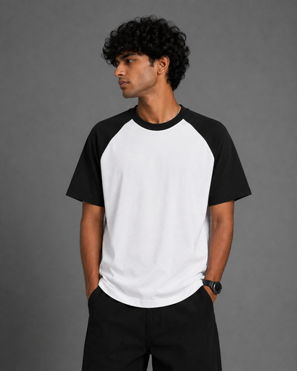 Black White Unisex Oversized Raglan