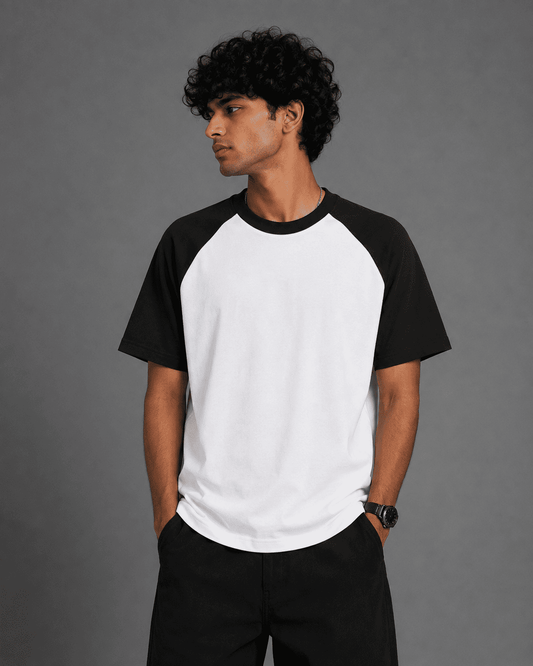 Black White Unisex Oversized Raglan