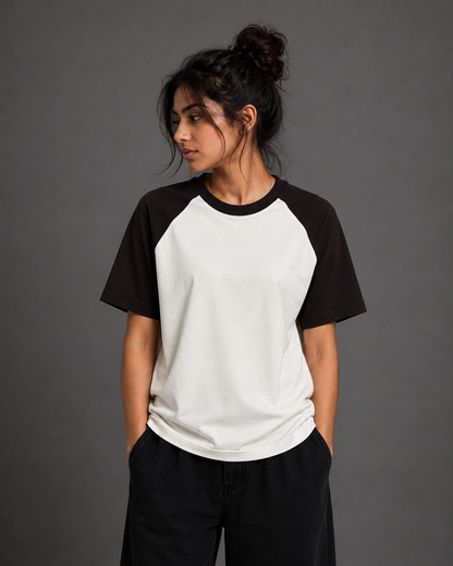 Black White Unisex Oversized Raglan