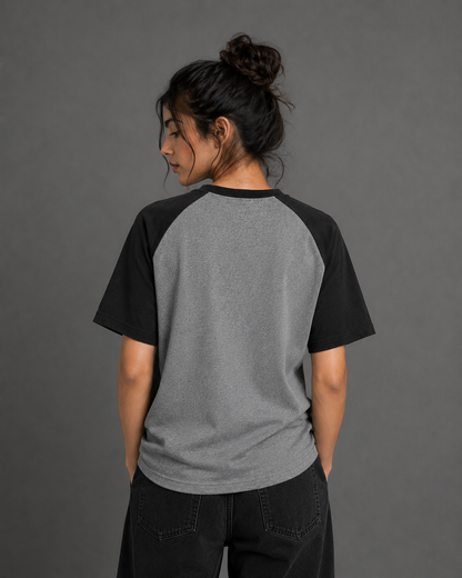 Black White Unisex Oversized Raglan