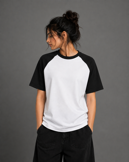 Black White Unisex Oversized Raglan